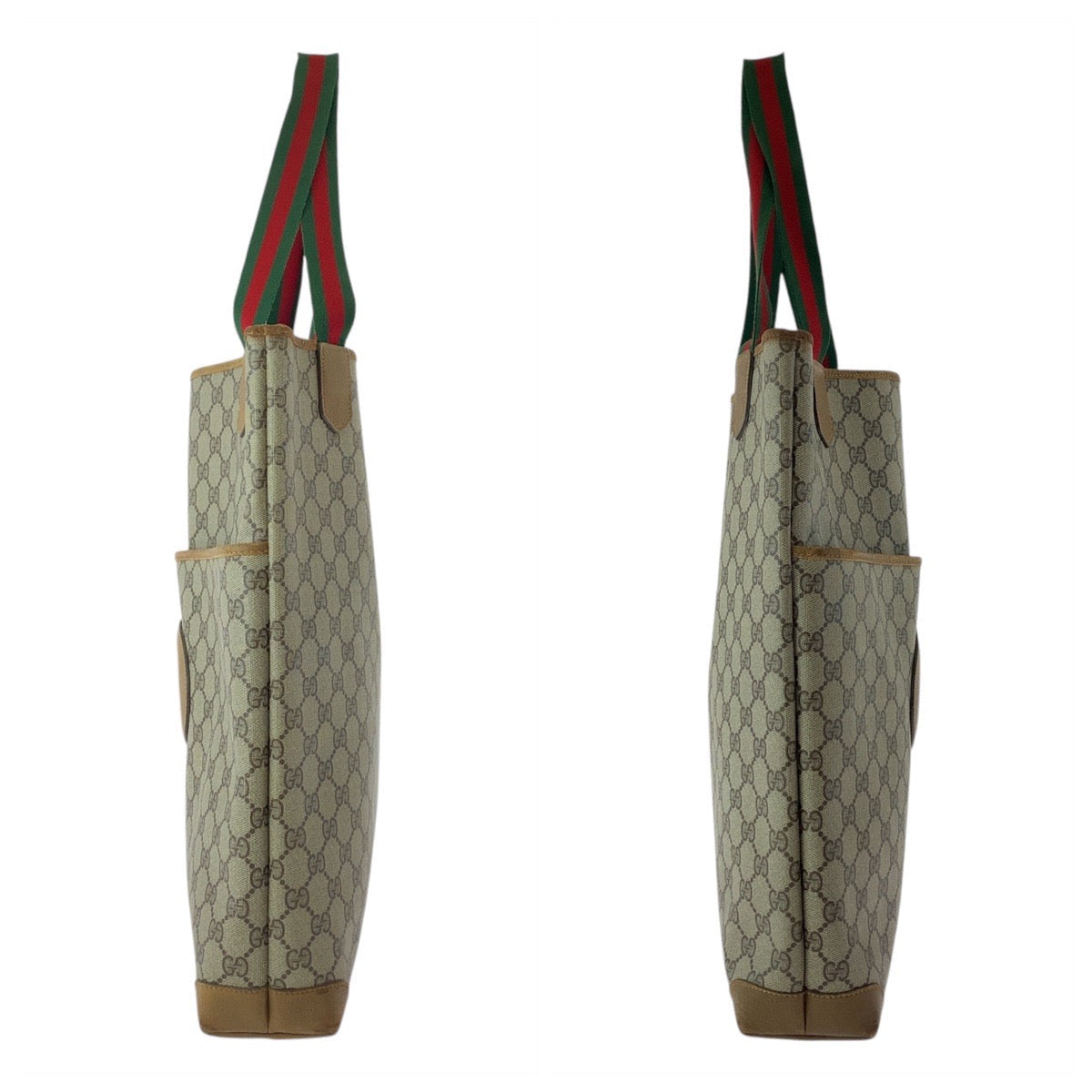 GUCCI Tote Bag 002 067 0054 GG Supreme Canvas Beige brown Sherry Line Old Gucci