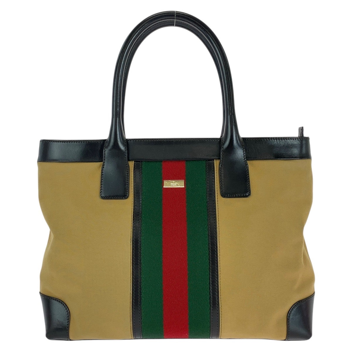 GUCCI Tote Bag 002 1119 Canvas, Leather beige Tote Bag Shoulder Bag Sherry line Women Used Authentic