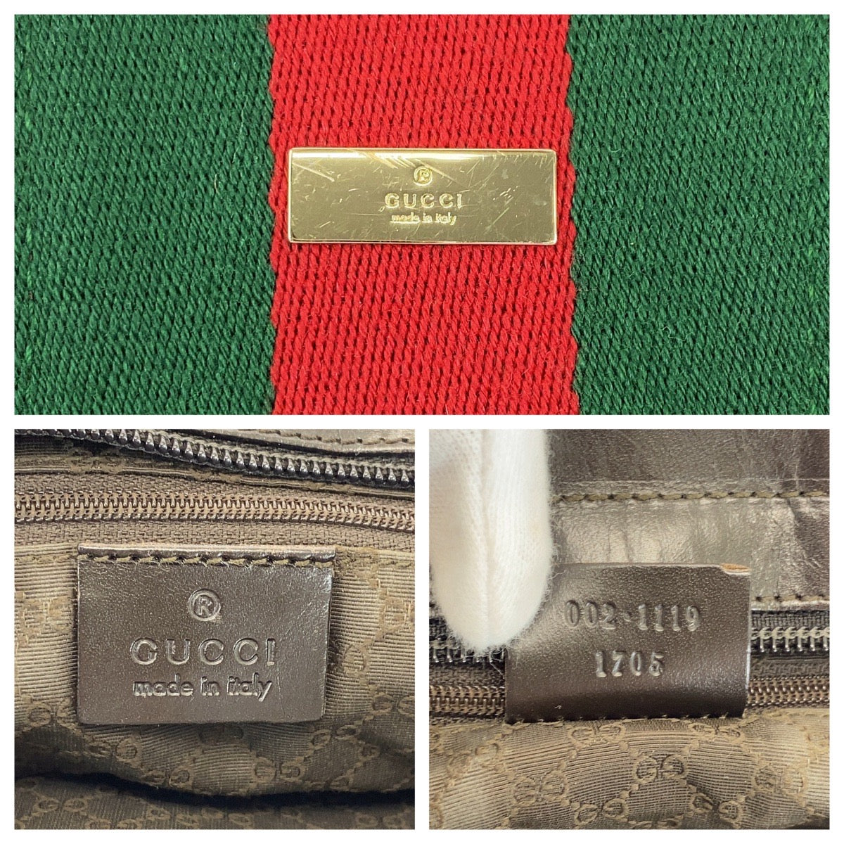 GUCCI Tote Bag 002 1119 Canvas, Leather beige Tote Bag Shoulder Bag Sherry line Women Used Authentic