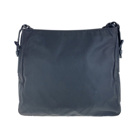 PRADA Shoulder Bag Nylon, Leather, Plastic black Test Triangle With logo Women Used Authentic