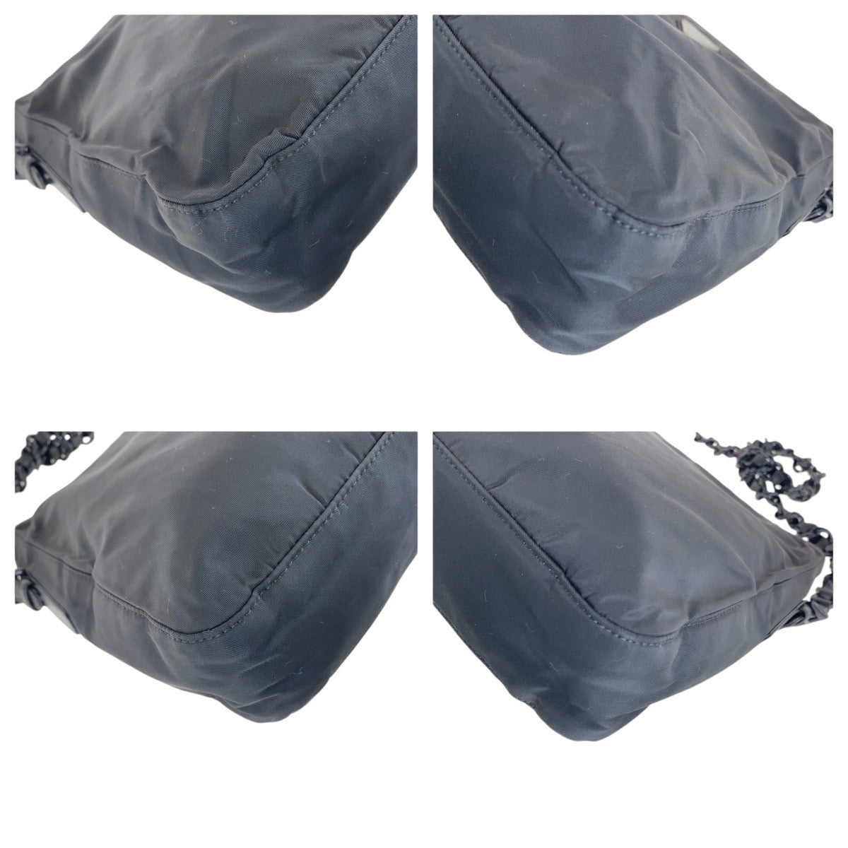 PRADA Shoulder Bag Nylon, Leather, Plastic black Test Triangle With logo Women Used Authentic