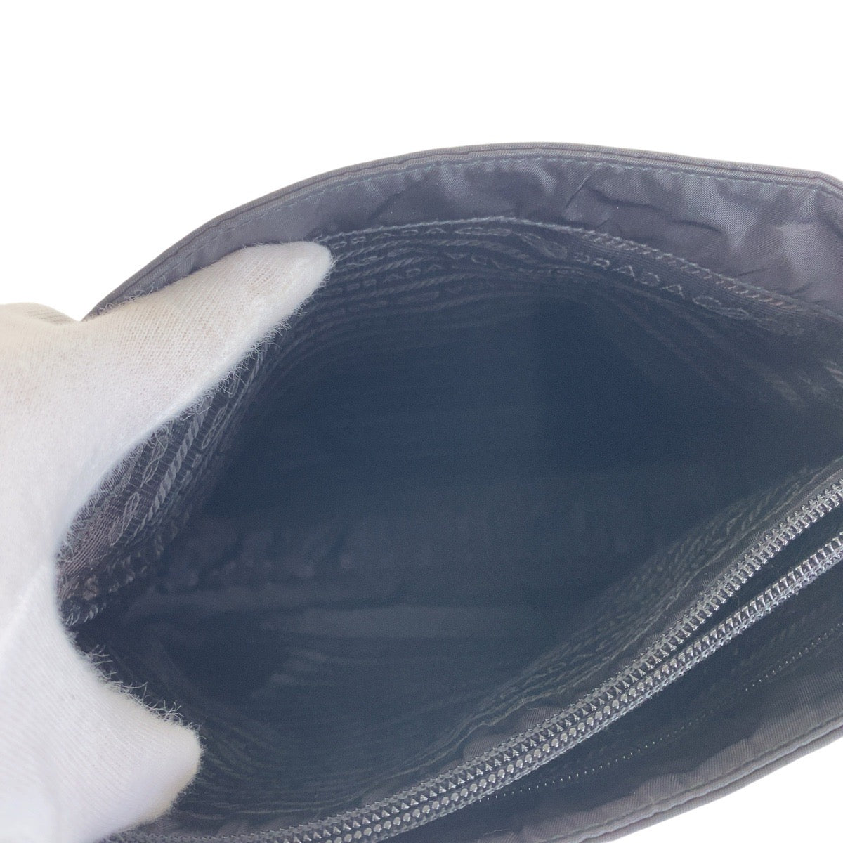 PRADA Shoulder Bag Nylon, Leather, Plastic black Test Triangle With logo Women Used Authentic