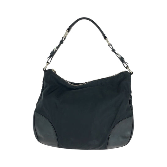 PRADA Shoulder Bag Nylon Black SilverMetal Test Triangle With logo