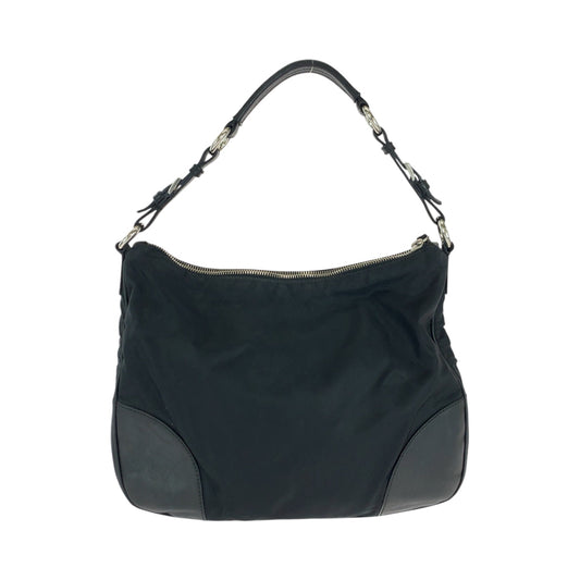PRADA Shoulder Bag Nylon Black SilverMetal Test Triangle With logo