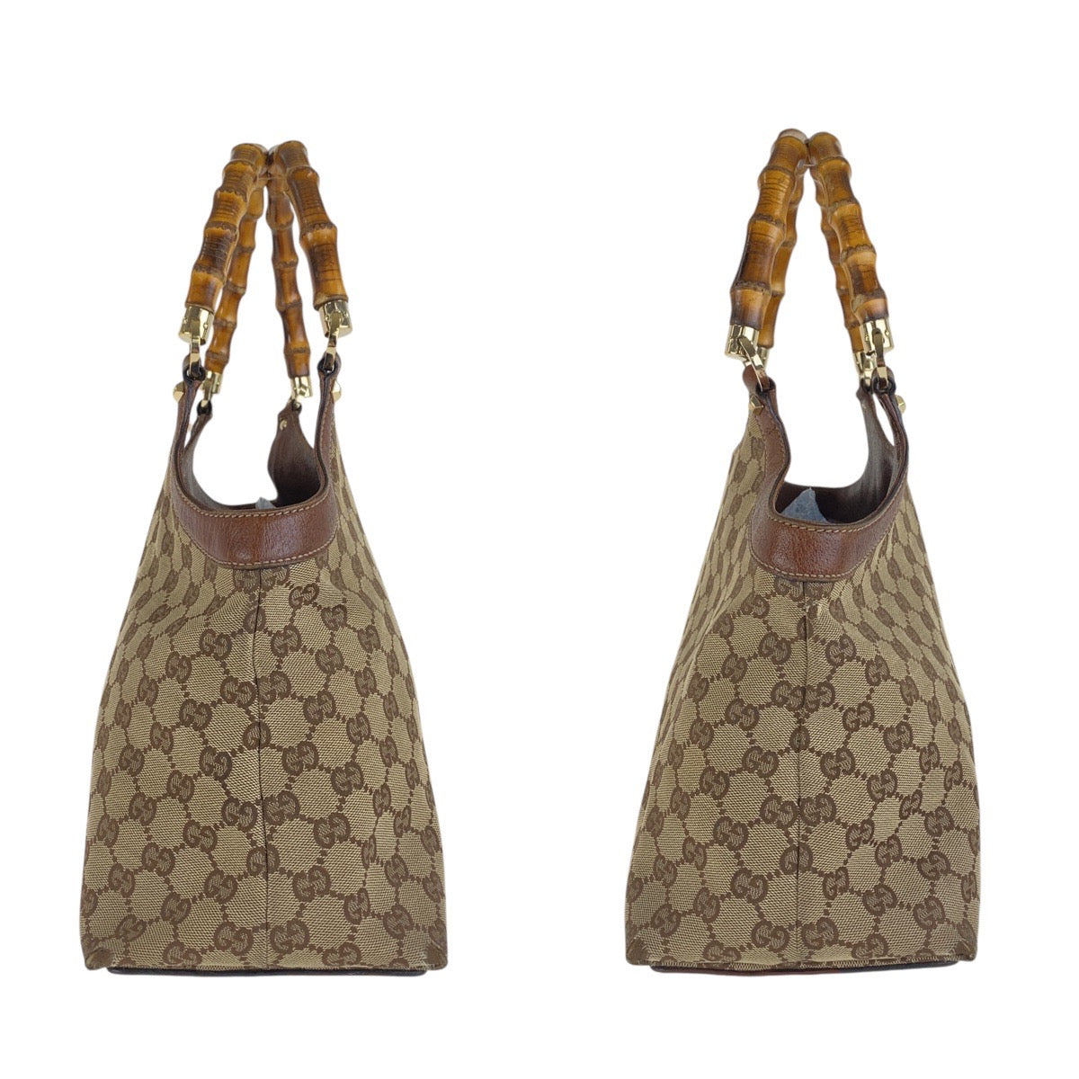 GUCCI Tote Bag 137395 GG canvas, leather Brown Tote Bag handbag Bamboo Women Used Authentic