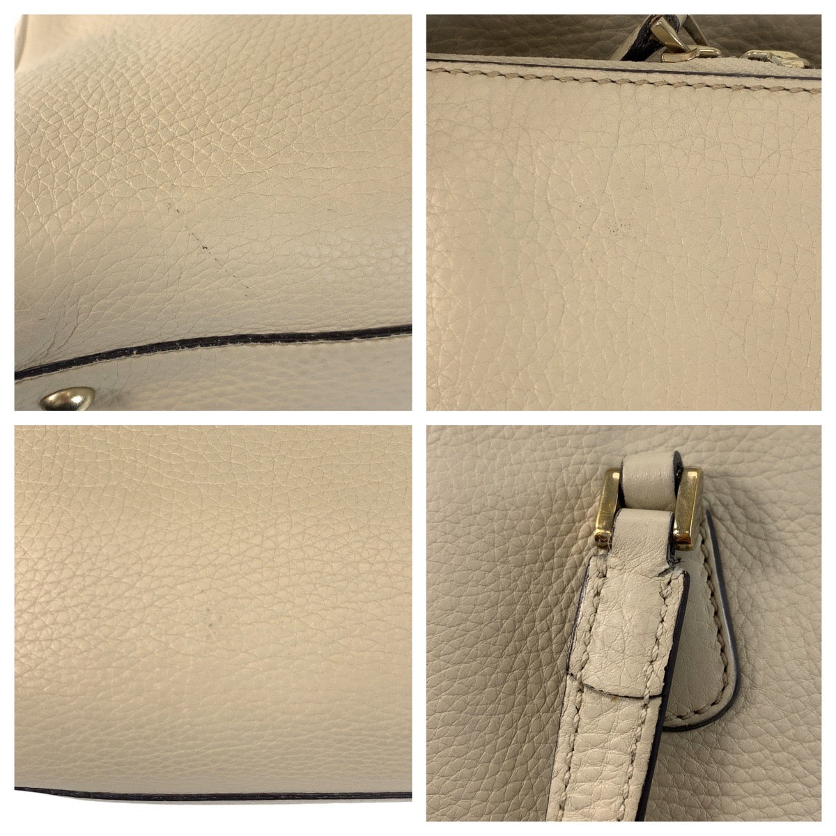 GUCCI Handbag leather white Handbag Interlocking Women Used Authentic