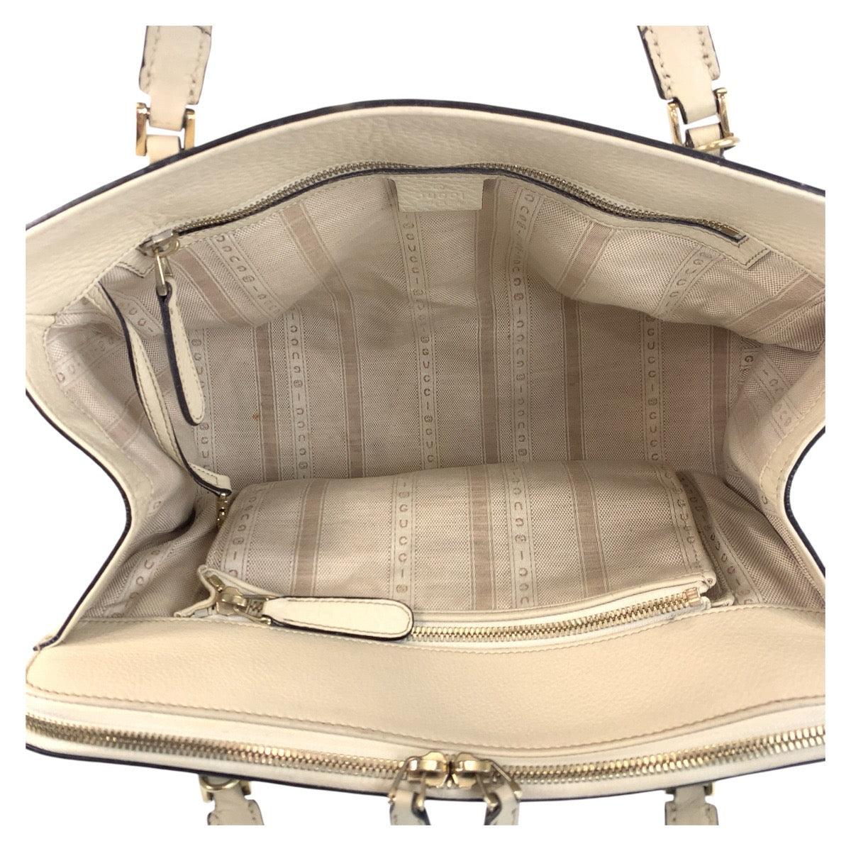 GUCCI Handbag leather white Handbag Interlocking Women Used Authentic