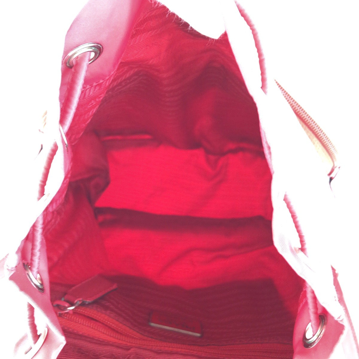 PRADA Backpack Nylon, Leather Red Backpacks & Daypacks Backpacks Test Triangle With logo Women Used Authentic