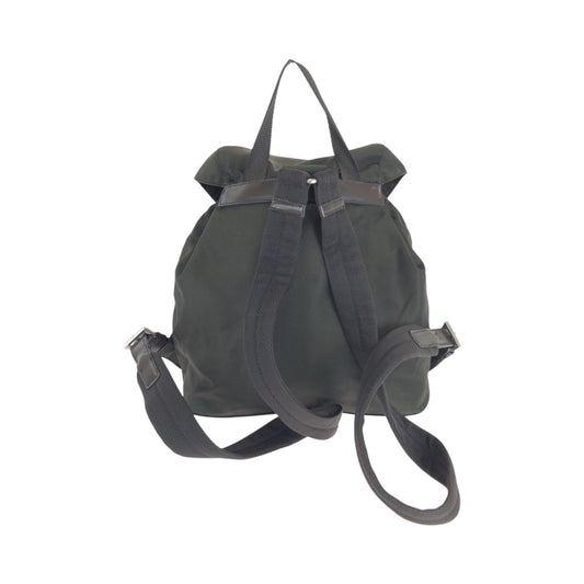 PRADA Backpack Nylon green Backpack Backpack Test Triangle With logo Women Used Authentic