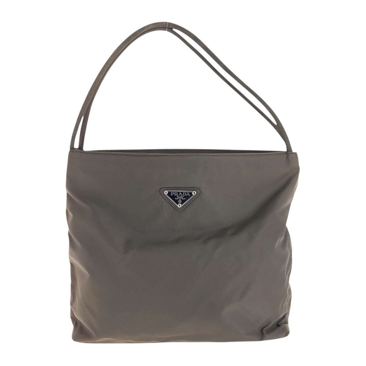 PRADA Shoulder Bag Nylon Brown Test Triangle With logo Women Used Authentic