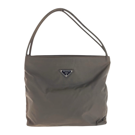PRADA Shoulder Bag Nylon Brown Test Triangle With logo Women Used Authentic