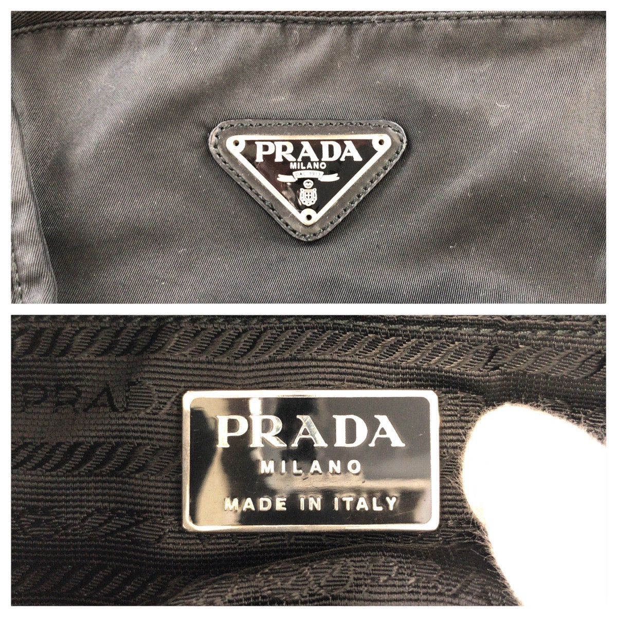 PRADA Backpack Nylon, Leather black Backpacks & Daypacks Backpacks Test Triangle With logo Women Used Authentic