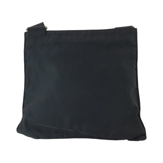 PRADA Shoulder Bag Nylon Black SilverMetal Shoulder Bag Sacoche Test Triangle With logo mens Used Authentic