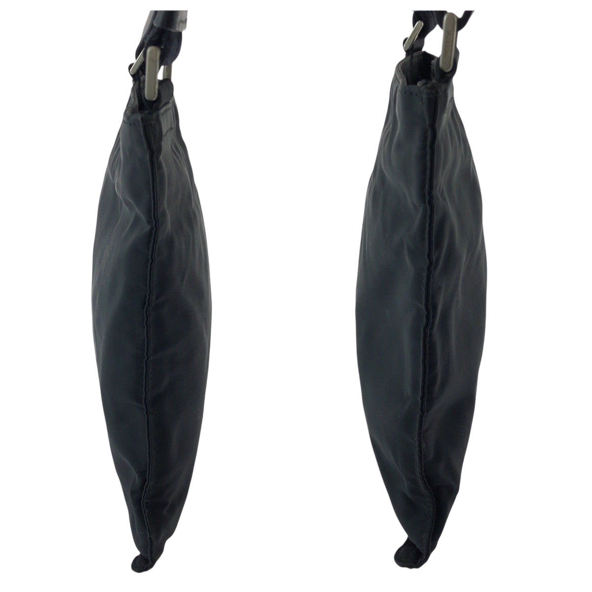PRADA Shoulder Bag Nylon Black SilverMetal Shoulder Bag Sacoche Test Triangle With logo mens Used Authentic