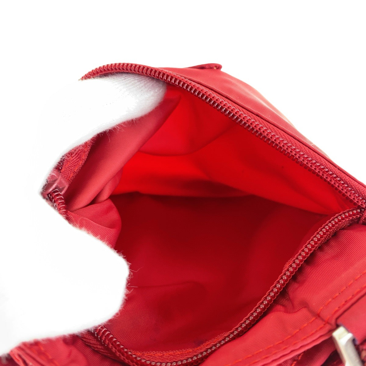 PRADA Shoulder Bag Nylon Red Shoulder Bag pochette Test Triangle With logo Women Used Authentic