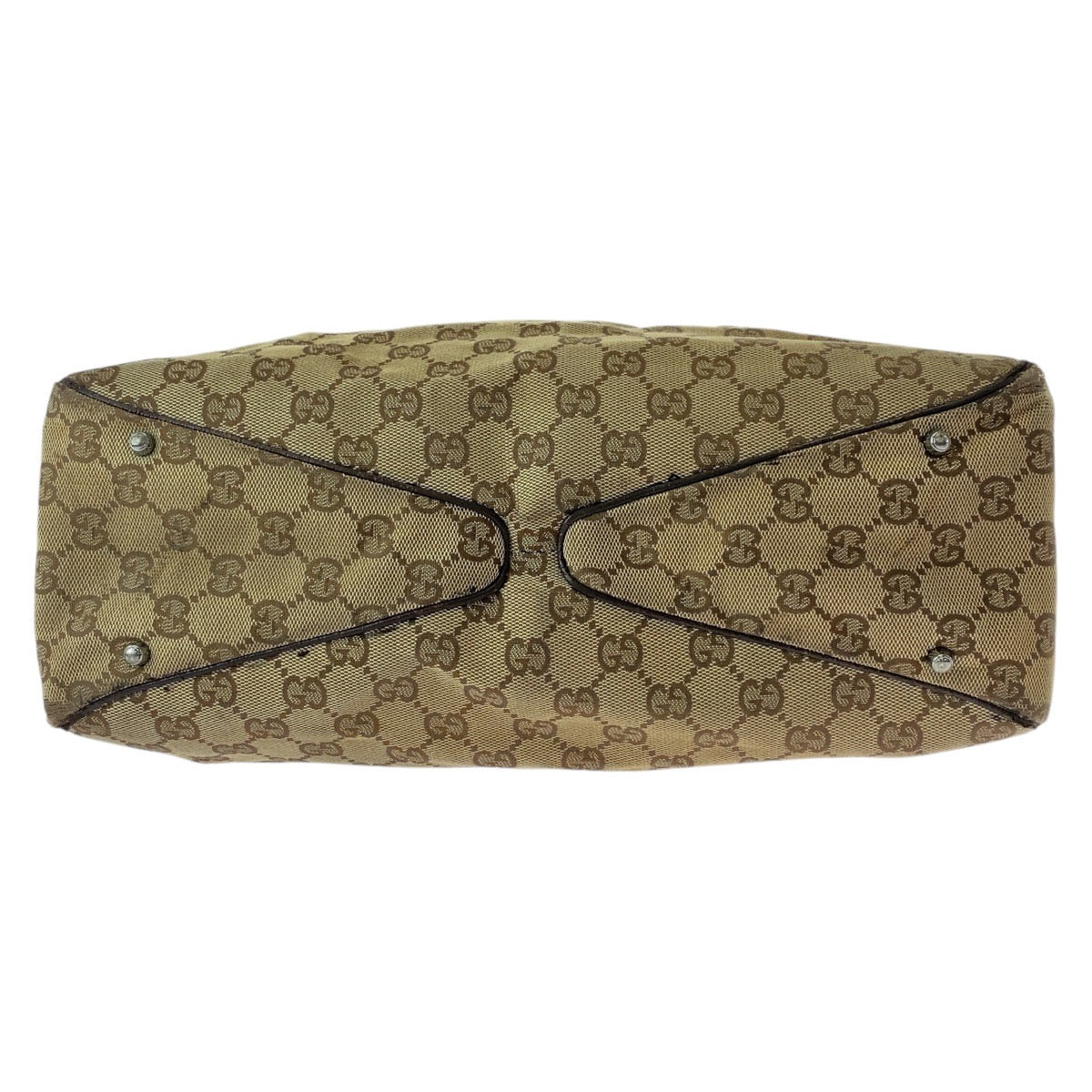 GUCCI Tote Bag 113017 GG canvas, leather Beige brown Tote Bag Shoulder Bag Women Used Authentic