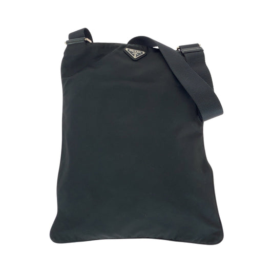 PRADA Shoulder Bag Nylon Black SilverMetal Test Triangle With logo