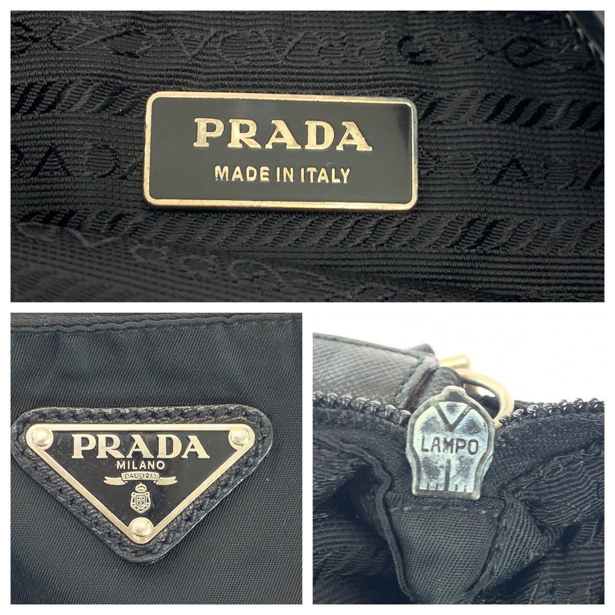 PRADA Shoulder Bag Nylon Black SilverMetal Test Triangle With logo