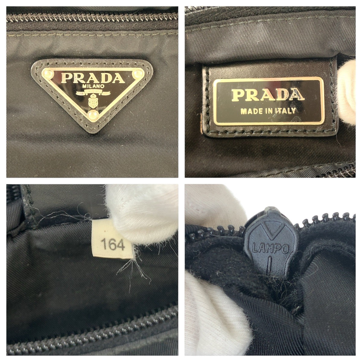 PRADA Shoulder Bag Nylon black Shoulder Bag pochette Test Triangle With logo Women Used Authentic