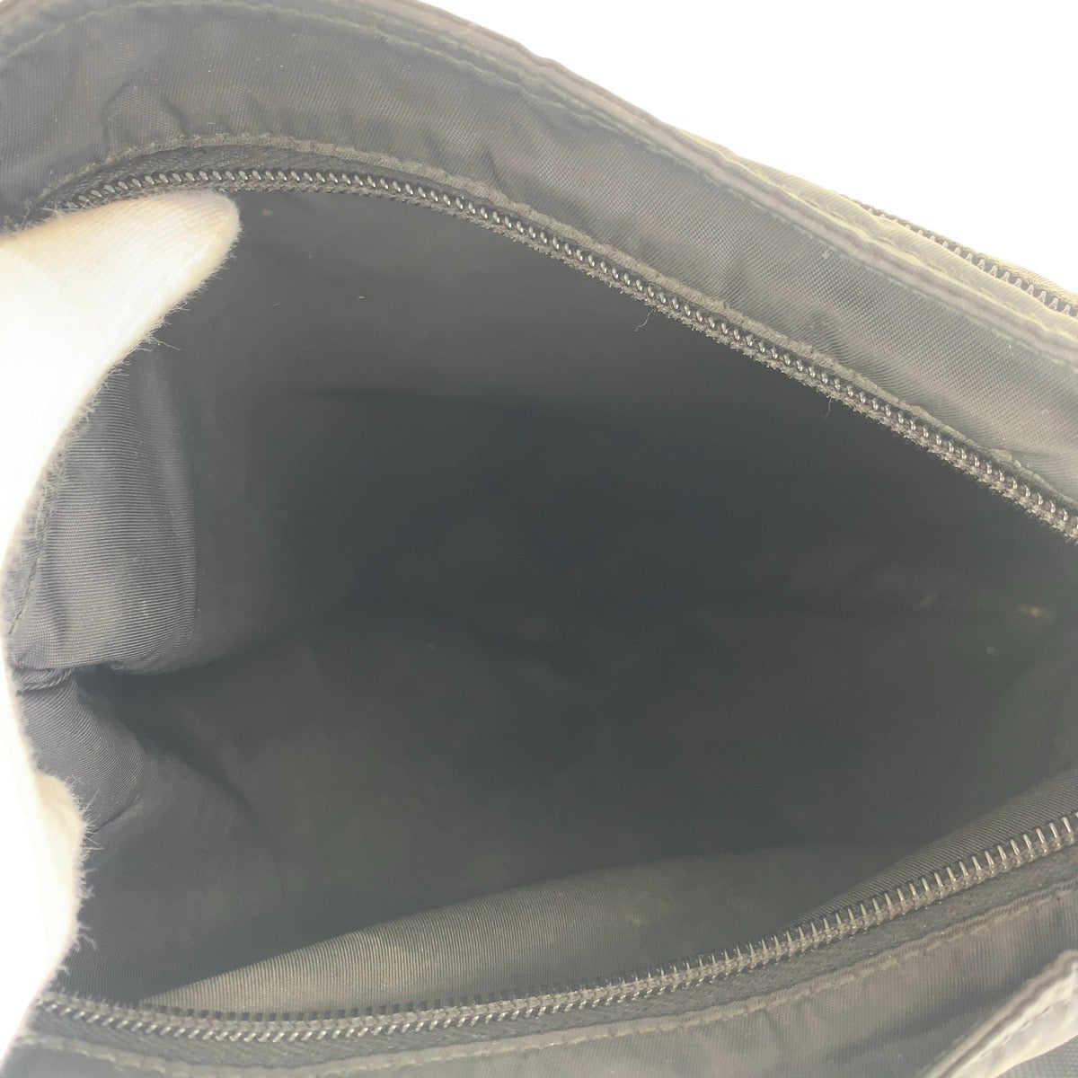 PRADA Shoulder Bag Nylon black Shoulder Bag pochette Test Triangle With logo Women Used Authentic