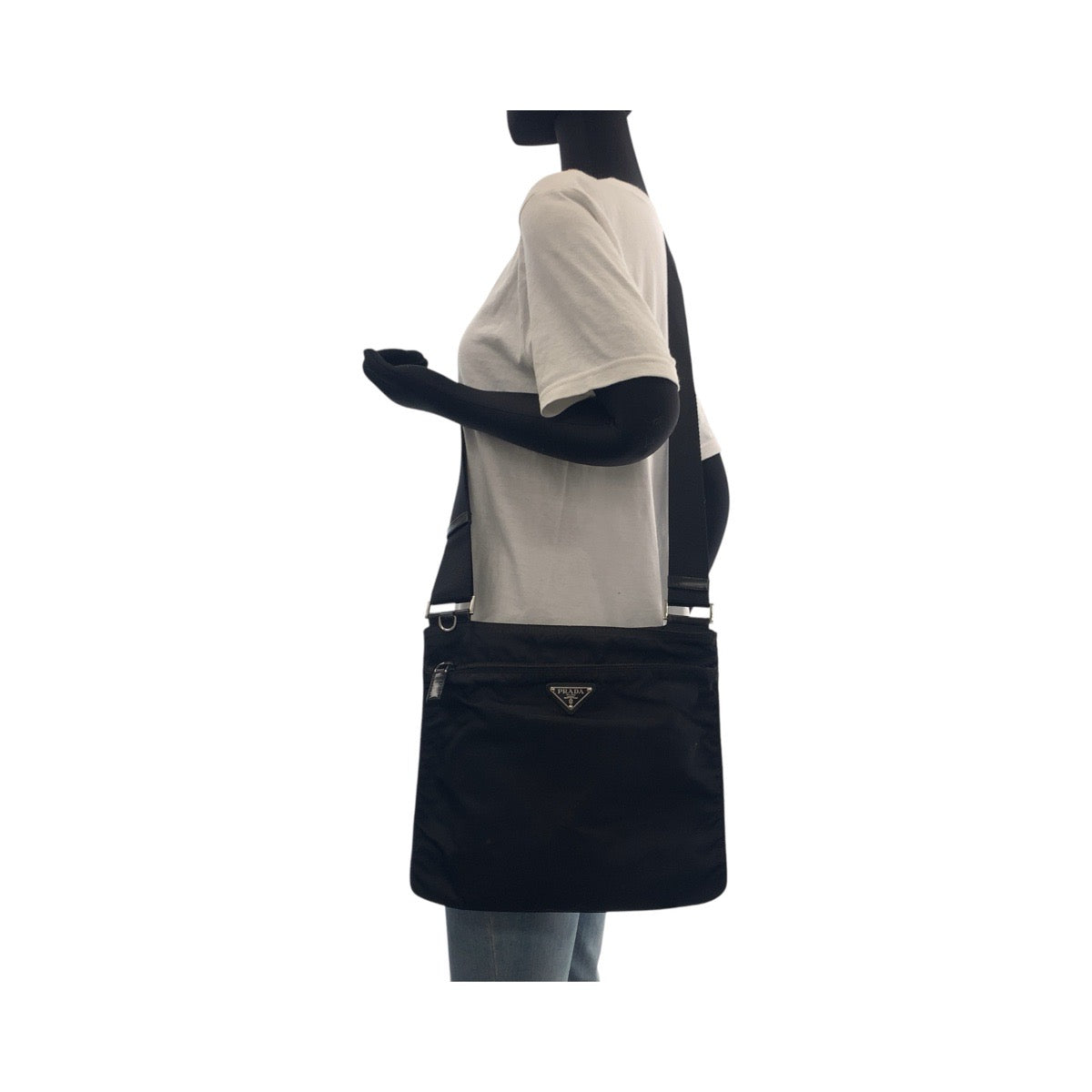 PRADA Shoulder Bag Nylon black Shoulder Bag pochette Test Triangle With logo Women Used Authentic