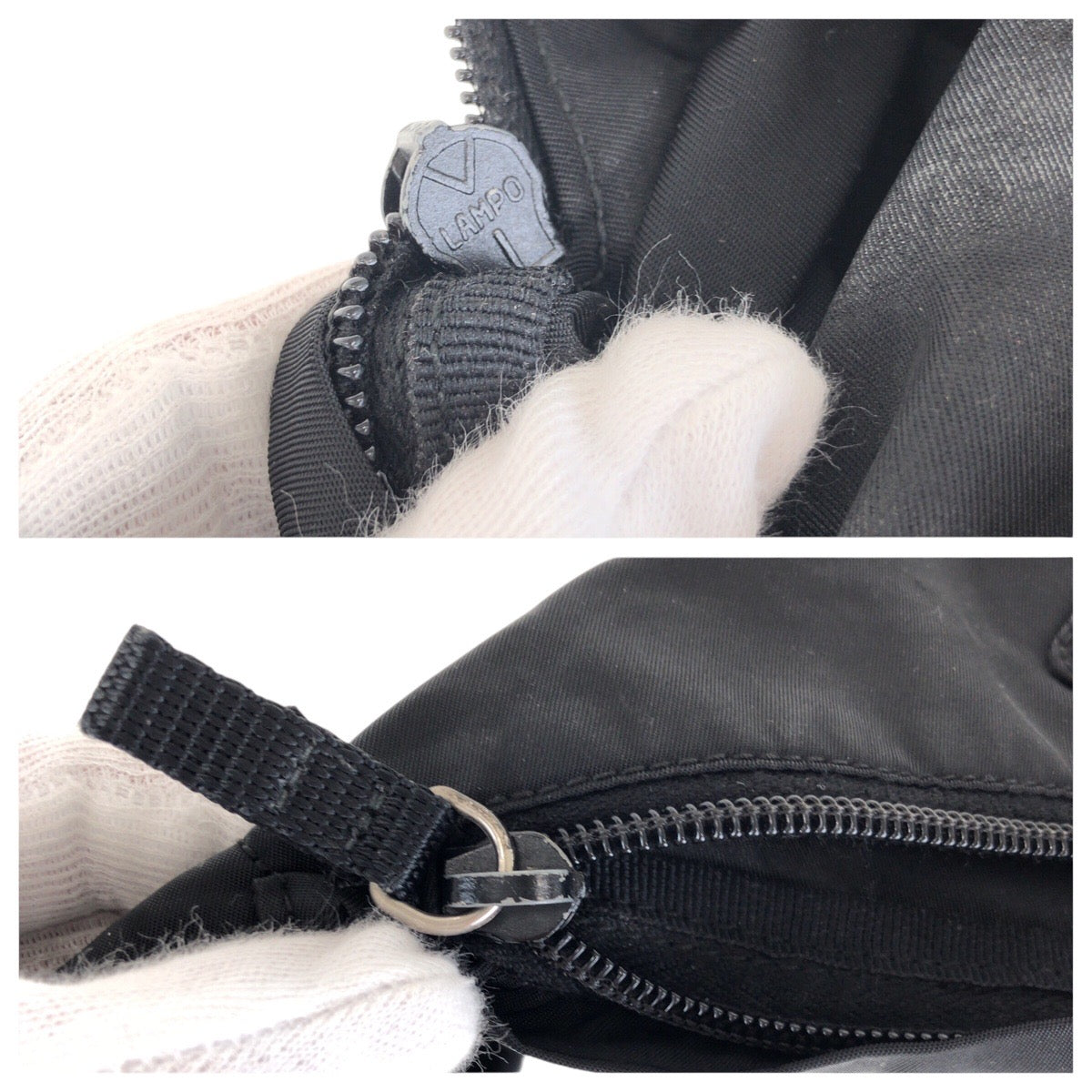 PRADA Waist bag Nylon black Sling bag Test Triangle With logo Women Used Authentic