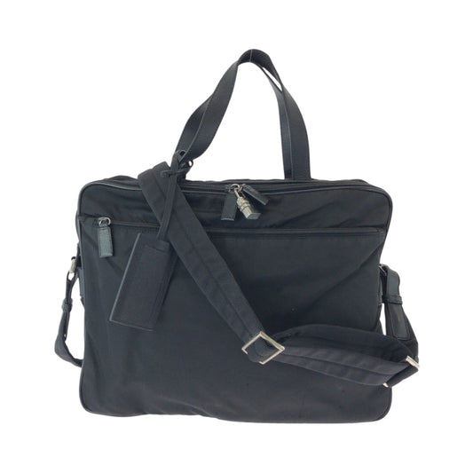 PRADA Shoulder Bag V407S Nylon Black SilverMetal Shoulder Bag Business Bag 2way Test Triangle With logo mens Used Authentic