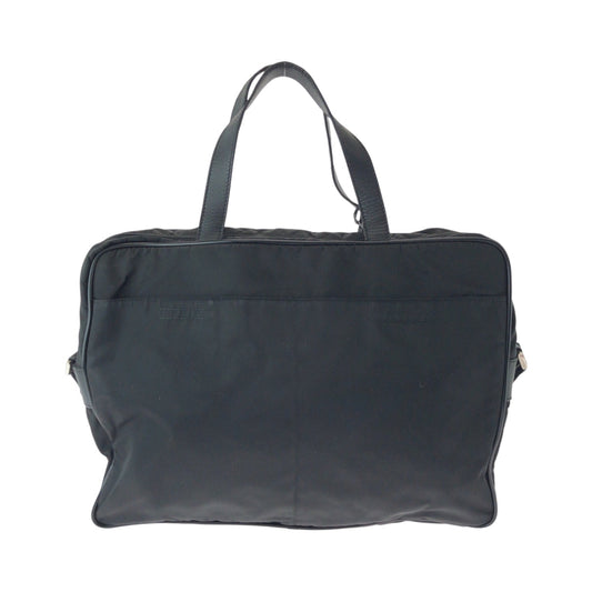 PRADA Shoulder Bag V407S Nylon Black SilverMetal Shoulder Bag Business Bag 2way Test Triangle With logo mens Used Authentic