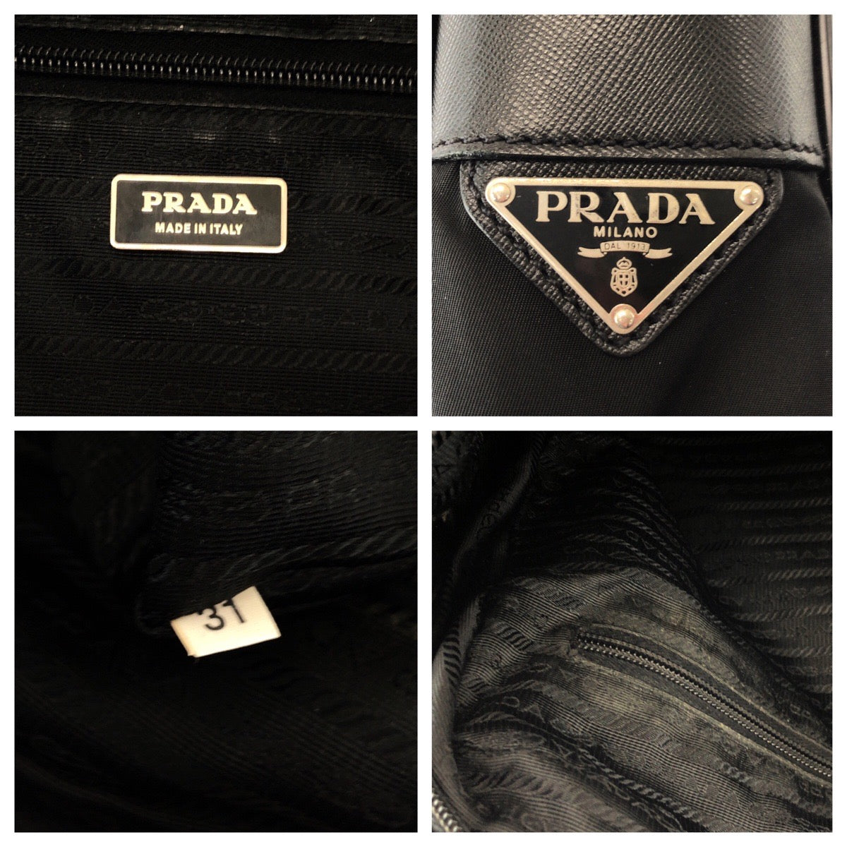 PRADA Shoulder Bag V407S Nylon Black SilverMetal Shoulder Bag Business Bag 2way Test Triangle With logo mens Used Authentic