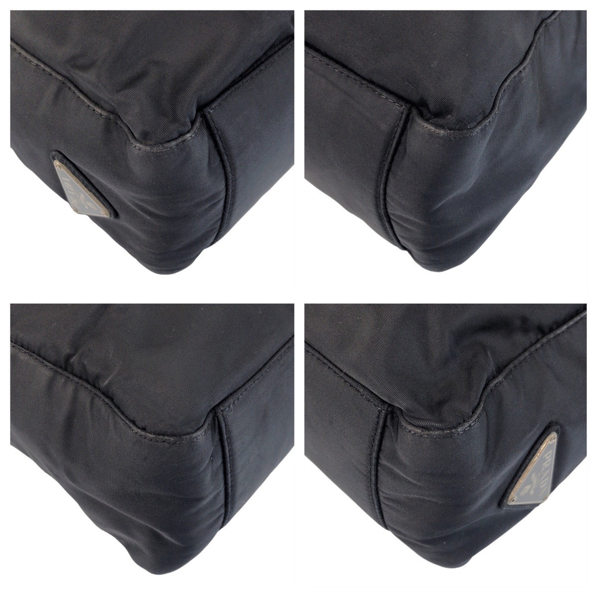 PRADA Tote Bag Nylon Black black Tote Bag Shoulder Bag Test Triangle With logo Women Used Authentic