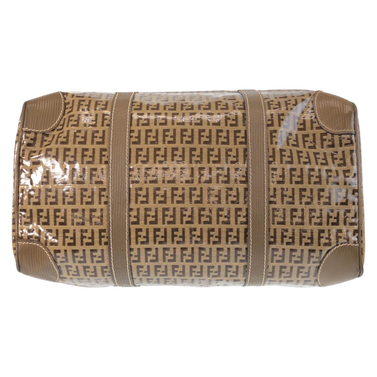 FENDI Handbag PVC, Leather beige Handbag Boston Duffel bag Zucca Women Used Authentic