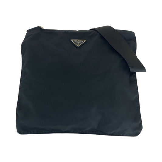 PRADA Shoulder Bag Nylon Black SilverMetal Shoulder Bag pochette Test Triangle With logo mens Used Authentic