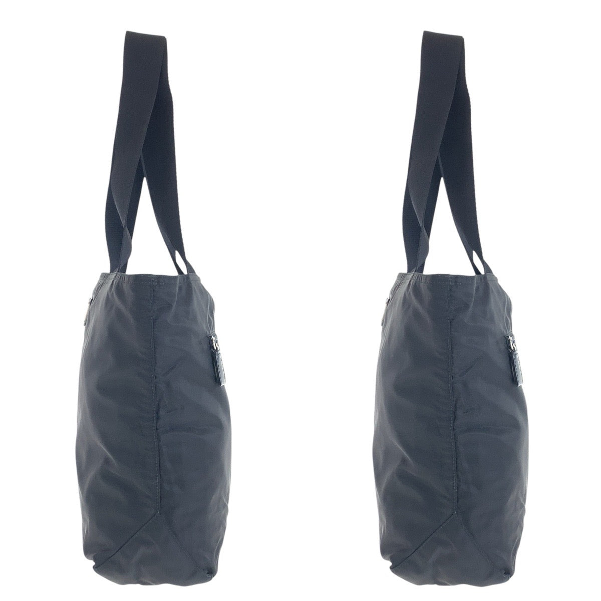 PRADA Tote Bag Nylon black Tote Bag Shoulder Bag Test Triangle With logo Women Used Authentic
