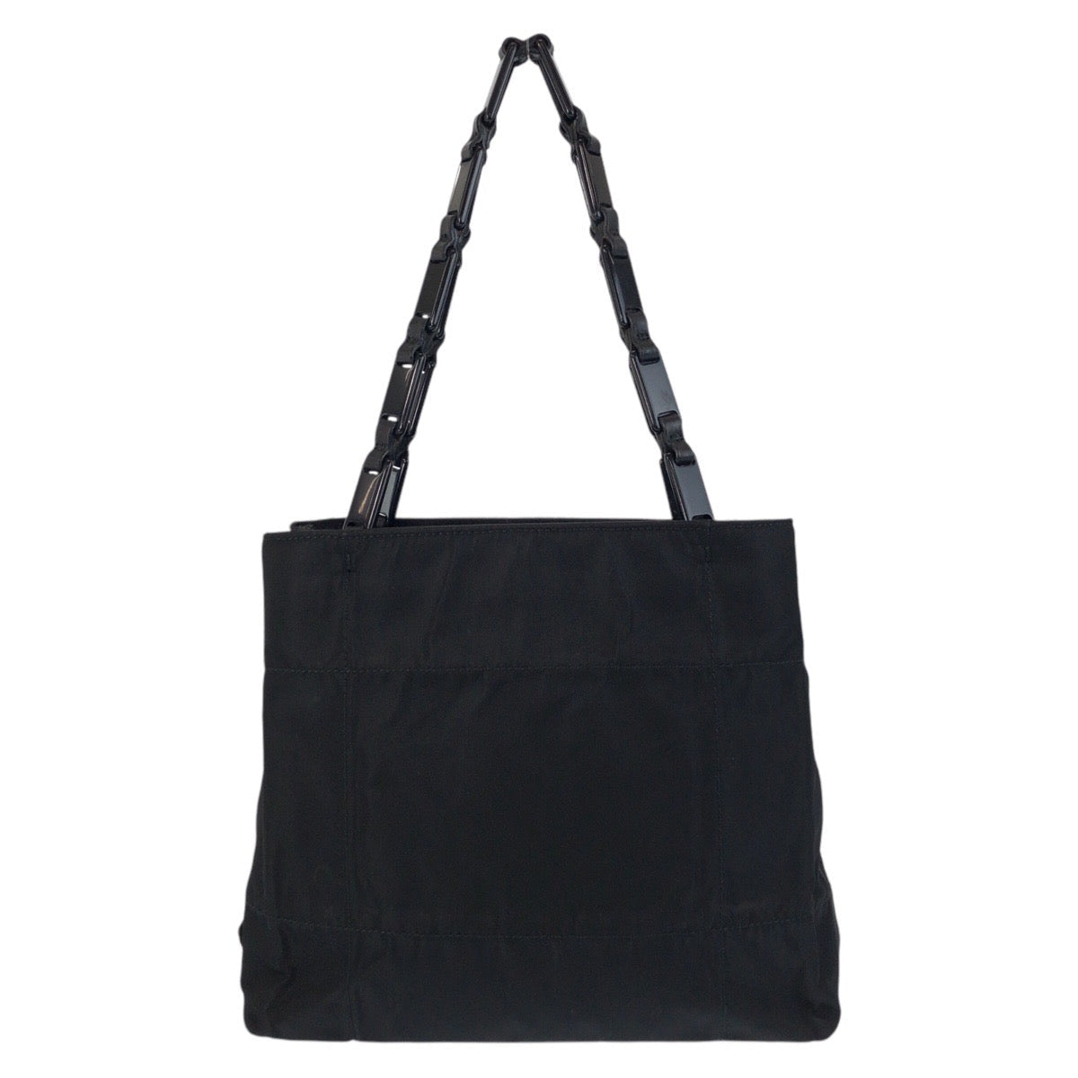 PRADA Tote Bag Nylon, Plastic black Tote Bag Shoulder Bag Test Triangle With logo Women Used Authentic