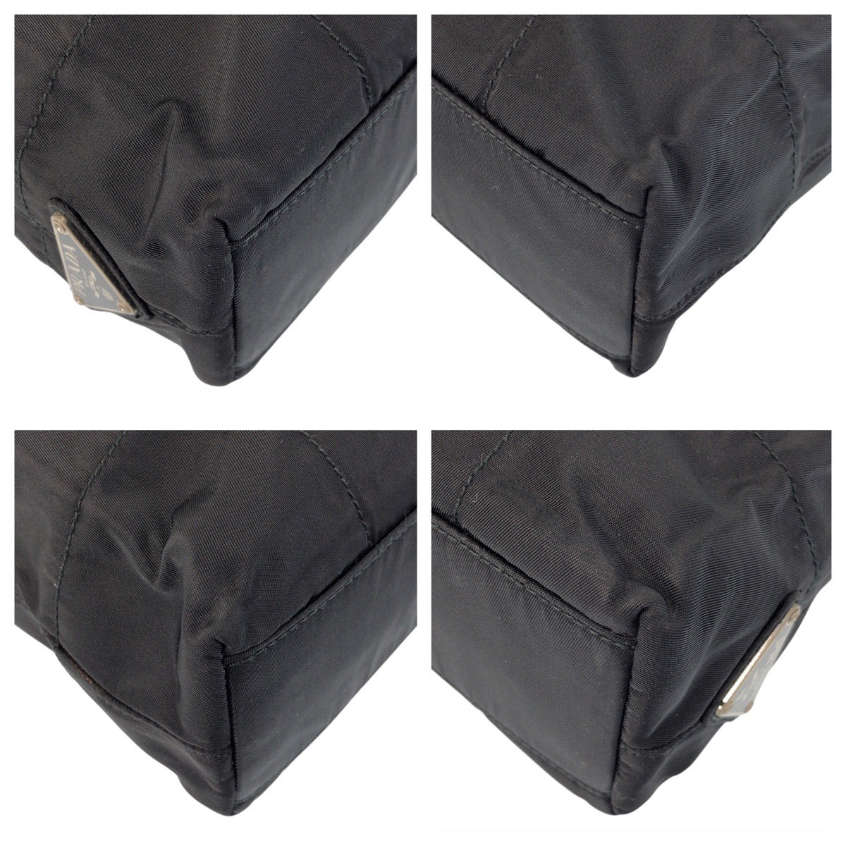 PRADA Tote Bag Nylon, Plastic black Tote Bag Shoulder Bag Test Triangle With logo Women Used Authentic