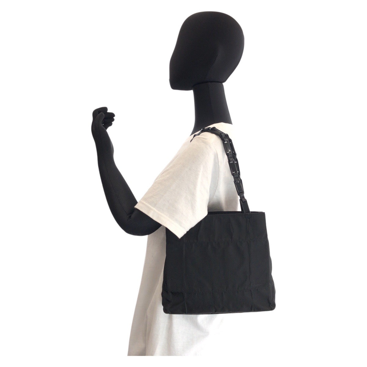 PRADA Tote Bag Nylon, Plastic black Tote Bag Shoulder Bag Test Triangle With logo Women Used Authentic