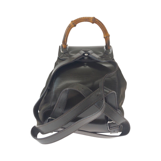 GUCCI Backpack 003 2058 Nylon Khaki Brown SilverMetal Backpack Backpack Bamboo Old Gucci Women Used Authentic
