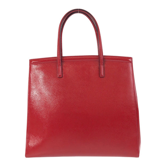 PRADA Tote Bag leather Red Gold Metal Tote Bag Shoulder Bag 2way Safiano Women Used Authentic