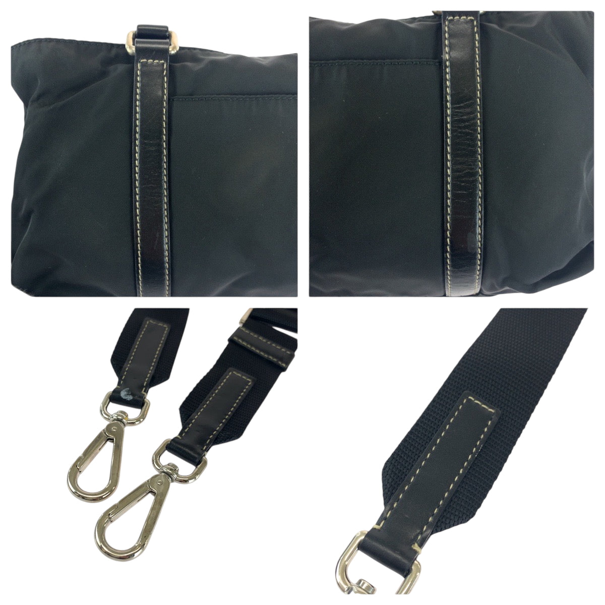 PRADA Shoulder Bag BN1052 Nylon Black SilverMetal Shoulder Bag Handbag 2way Test Triangle With logo Women Used Authentic
