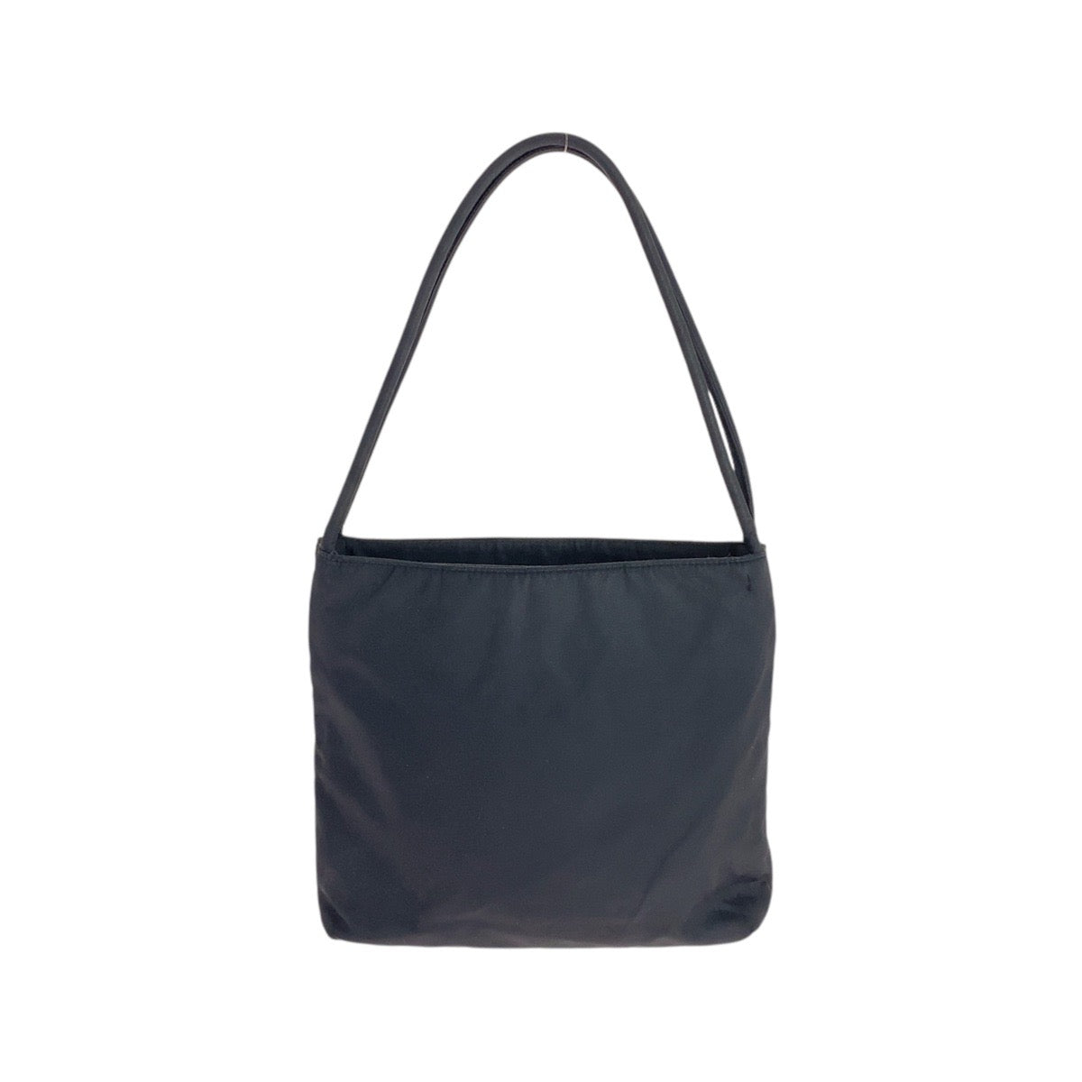 PRADA Tote Bag Nylon Black SilverMetal Tote Bag Shoulder Bag Test Triangle With logo Women Used Authentic