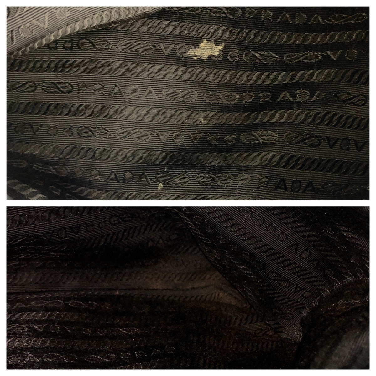 PRADA Tote Bag Nylon Black SilverMetal Tote Bag Shoulder Bag Test Triangle With logo Women Used Authentic
