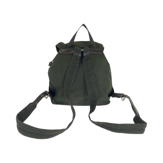 PRADA Backpack Nylon Khaki Brown SilverMetal Backpack Backpack Test Triangle With logo Women Used Authentic