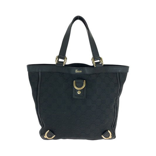 GUCCI Handbag 130739 GG canvas Black GoldMetal Handbag Tote Bag Abbey Women Used Authentic