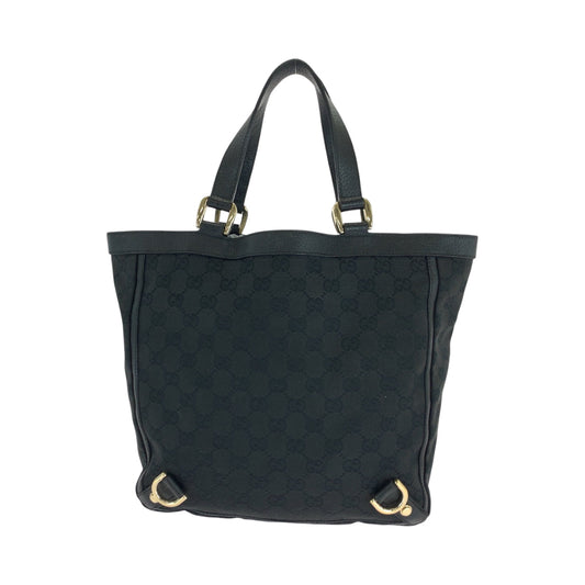 GUCCI Handbag 130739 GG canvas Black GoldMetal Handbag Tote Bag Abbey Women Used Authentic