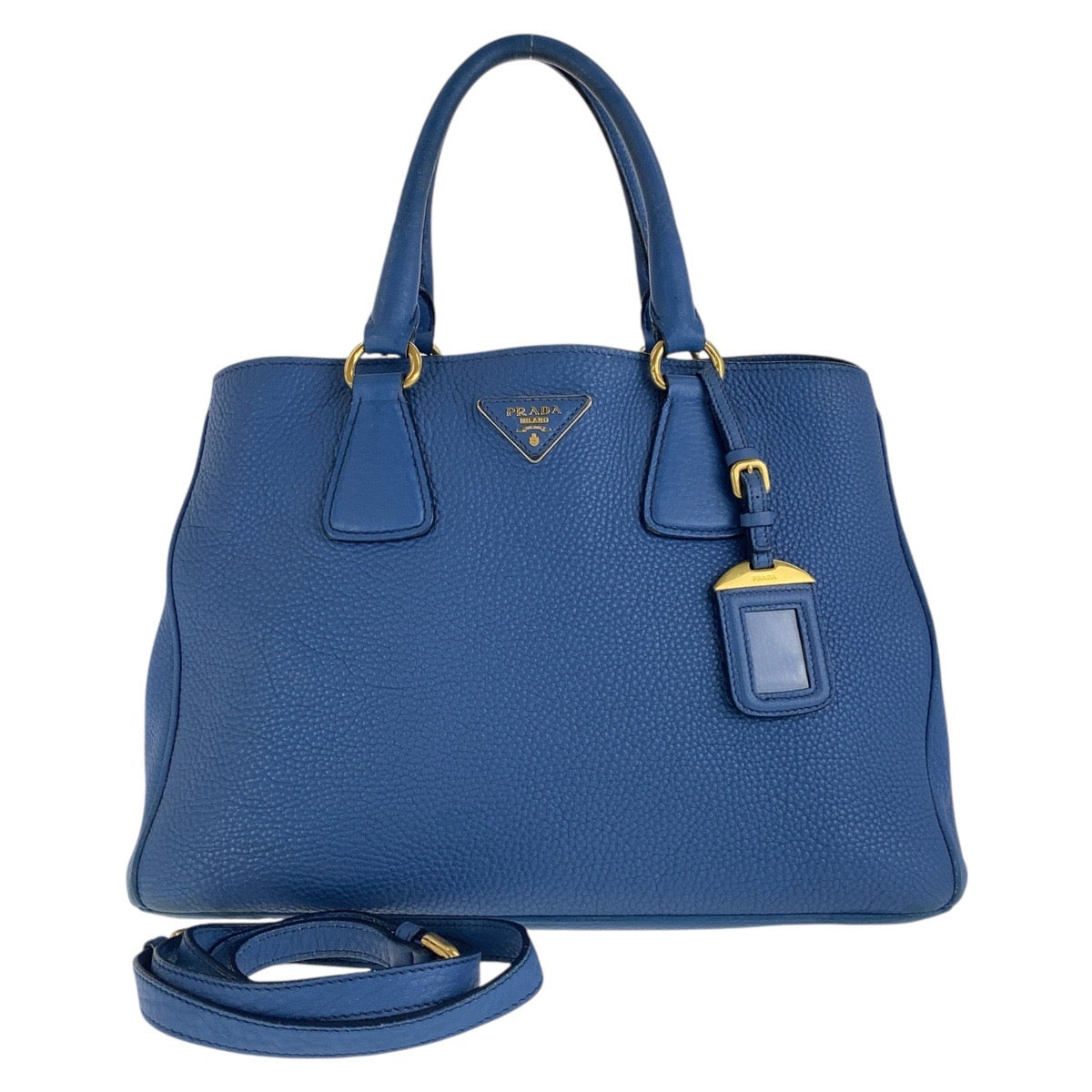 PRADA Handbag leather blue Handbag Shoulder Bag 2way Vitterodino Women Used Authentic