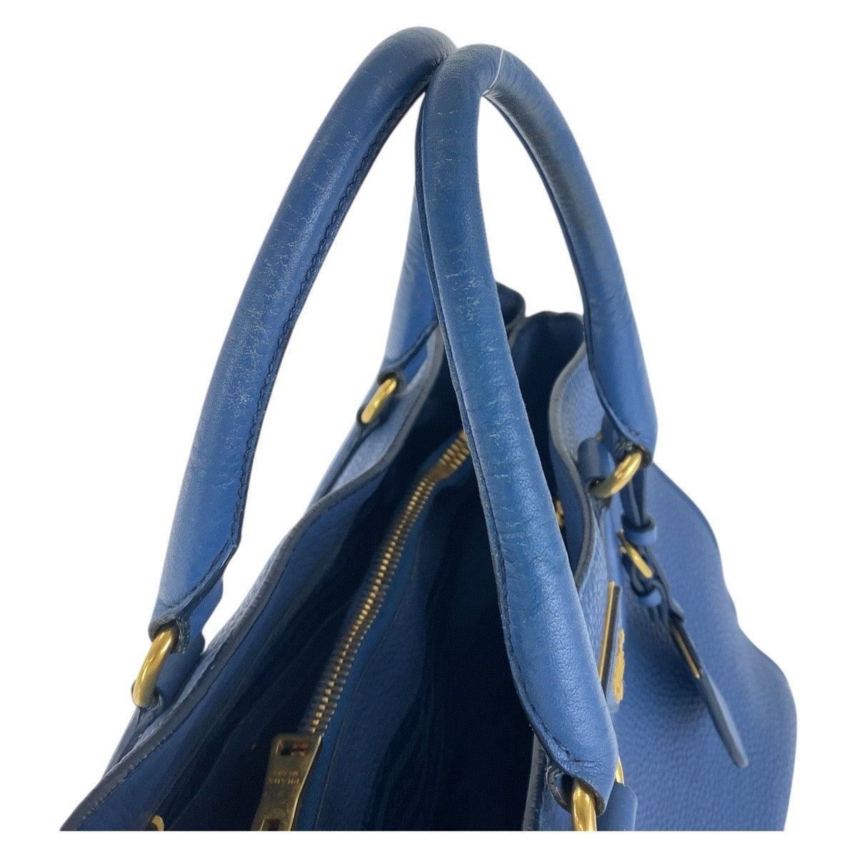 PRADA Handbag leather blue Handbag Shoulder Bag 2way Vitterodino Women Used Authentic