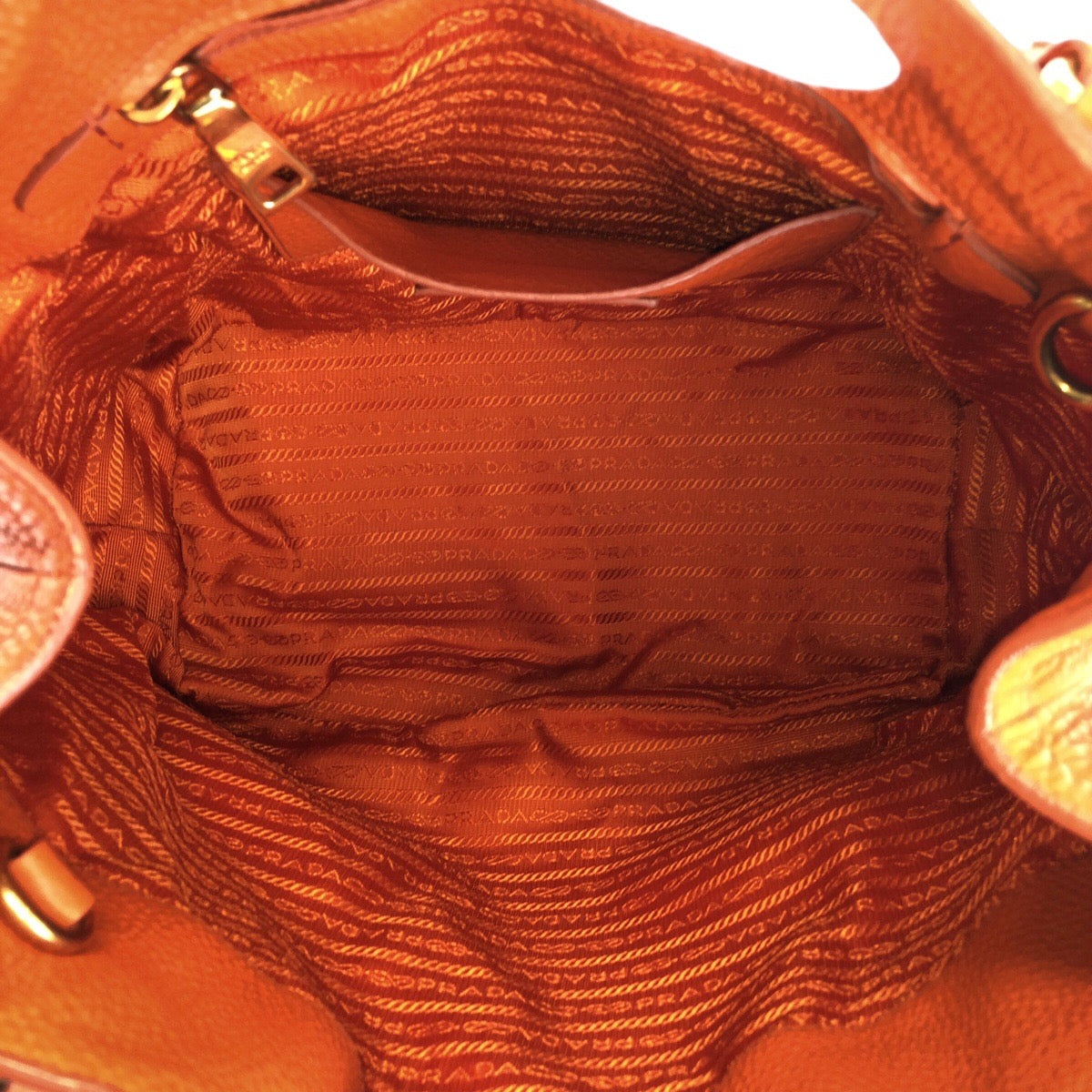 PRADA Tote Bag leather Orange Tote Bag Shoulder Bag 2way Vittero Women Used Authentic