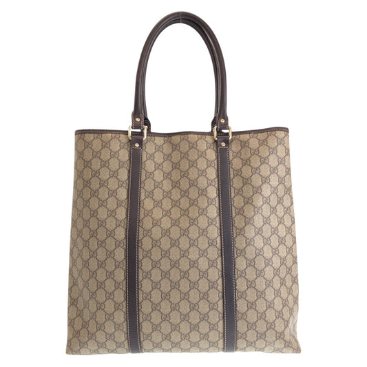 GUCCI Tote Bag 223668 GG Supreme Canvas Brown Beige Gold Metal