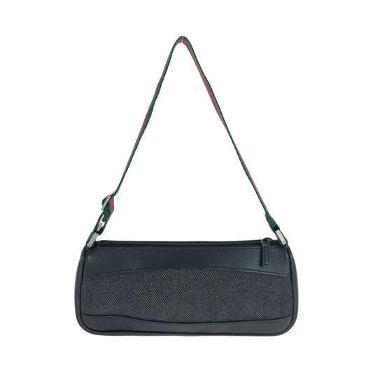 GUCCI Handbag 92320 Canvas, Leather Black SilverMetal Handbag accessory pouch Sherry line Women Used Authentic