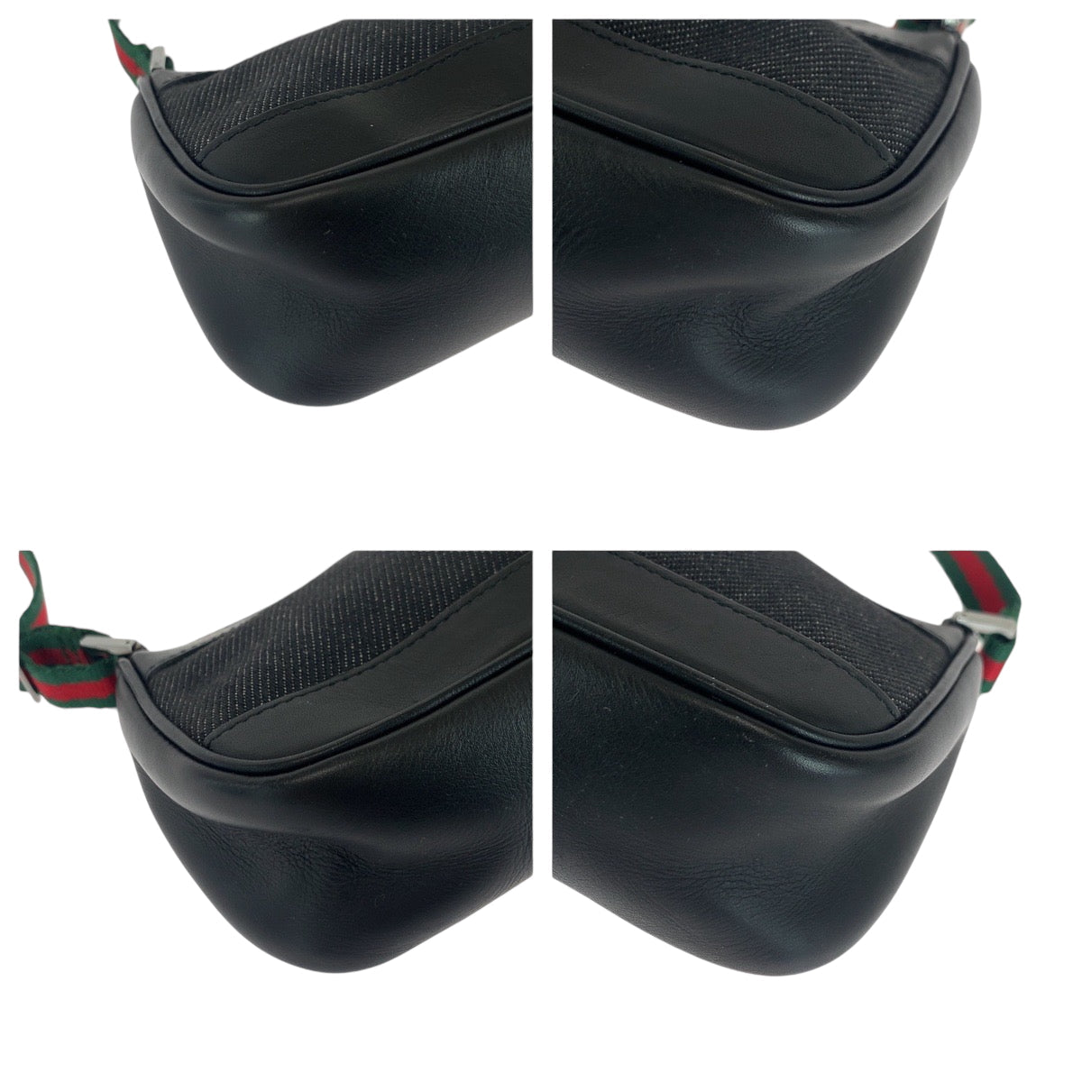 GUCCI Handbag 92320 Canvas, Leather Black SilverMetal Handbag accessory pouch Sherry line Women Used Authentic